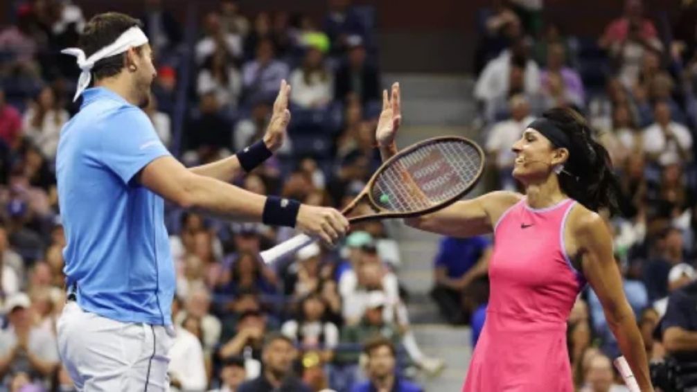 Gabriela Sabatini y Juan Martín Del Potro vencieron en una emotiva exhibición en la previa del US Open
