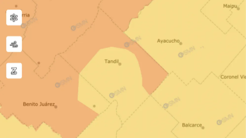 Alerta naranja por tormentas para Tandil y la zona