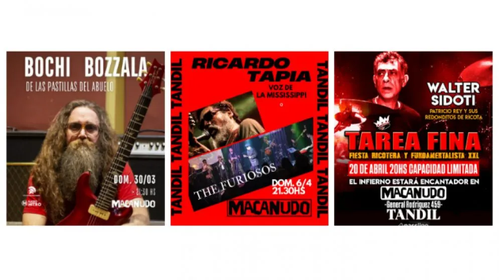 Representantes de tres bandas icónicas del rock argentino llegan a Macanudo