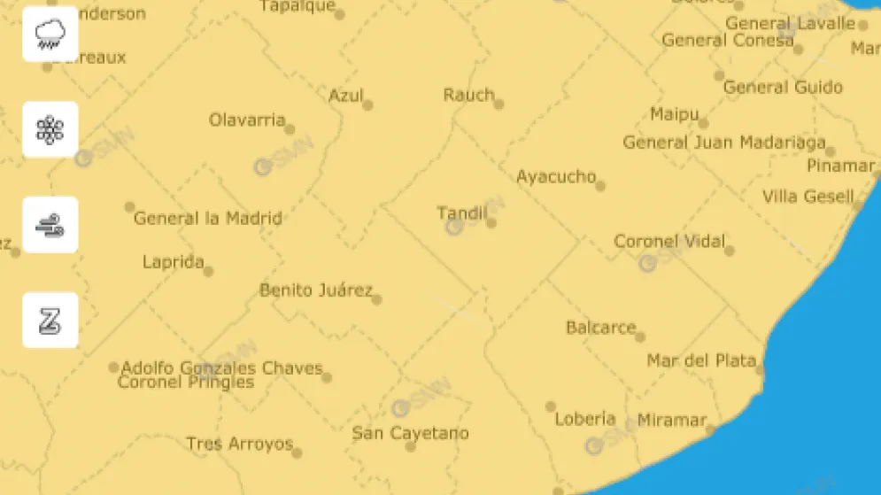Alerta por vientos para Tandil y la zona