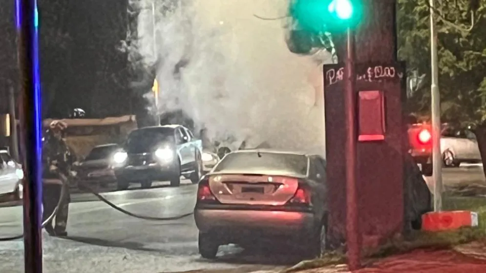 Un auto se incendió en la vía pública