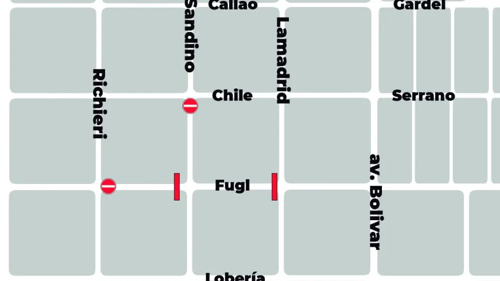 Este lunes se cortará el tránsito vehicular en Fugl entre Sandino y Lamadrid