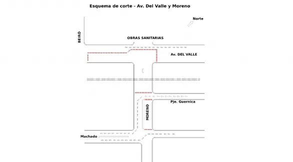 Este lunes se procederá a cortar el tránsito vehicular en Del Valle y Moreno